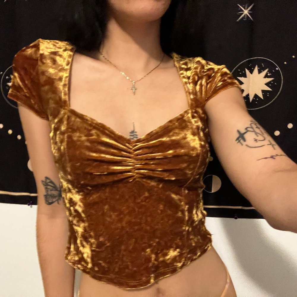 Yellow Crop Top with Open Front
